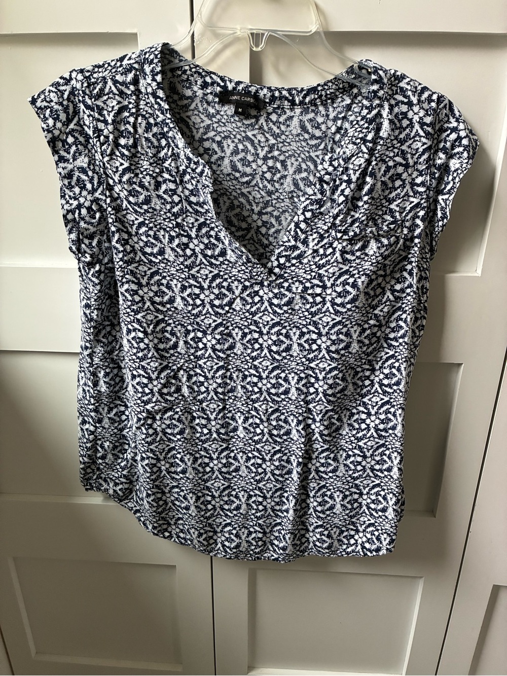 Navy &White Lightweight Rayon Top Size Medium